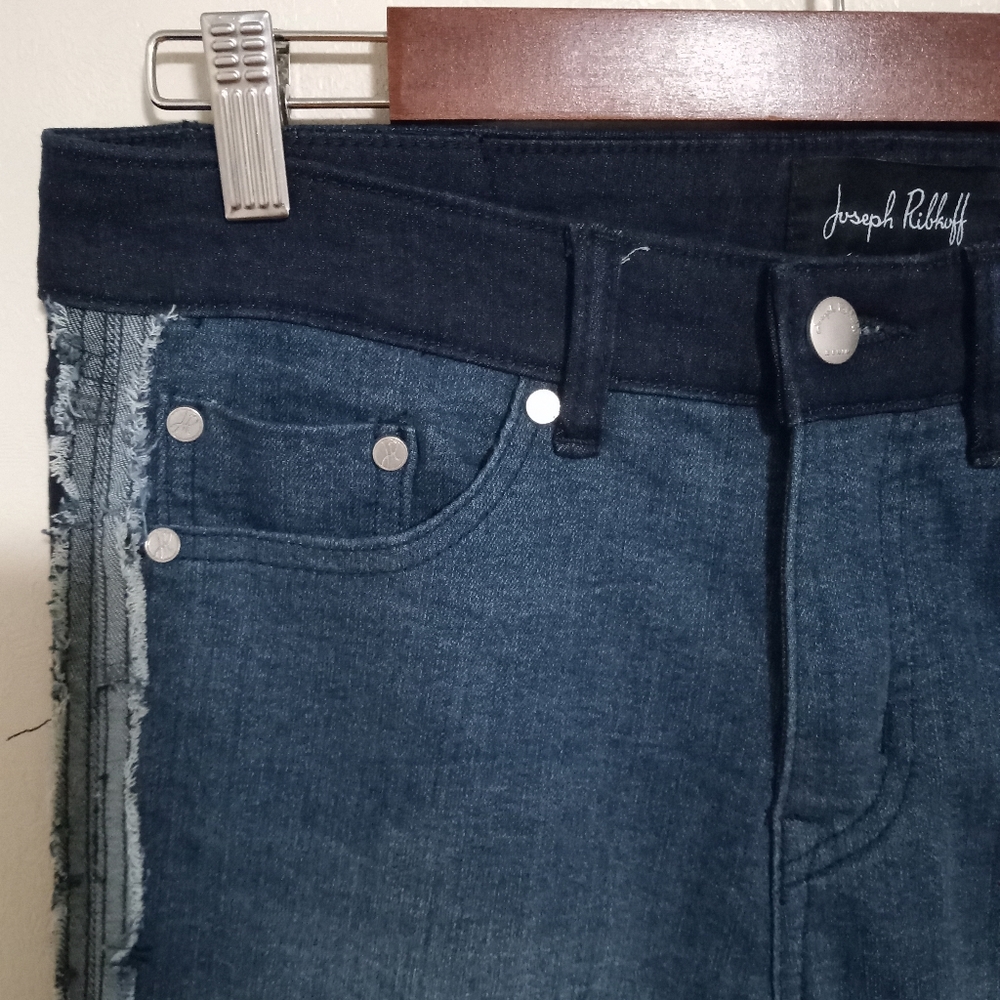 Joseph Ribbkoff 6 Reverse Side Fray Stripe Skinny Stretch Jeans - Picture 8 of 16